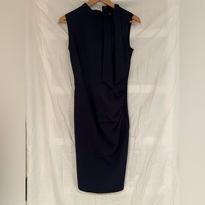 Miusol Navy Sleeveless Sheath Dress with Neck Tie